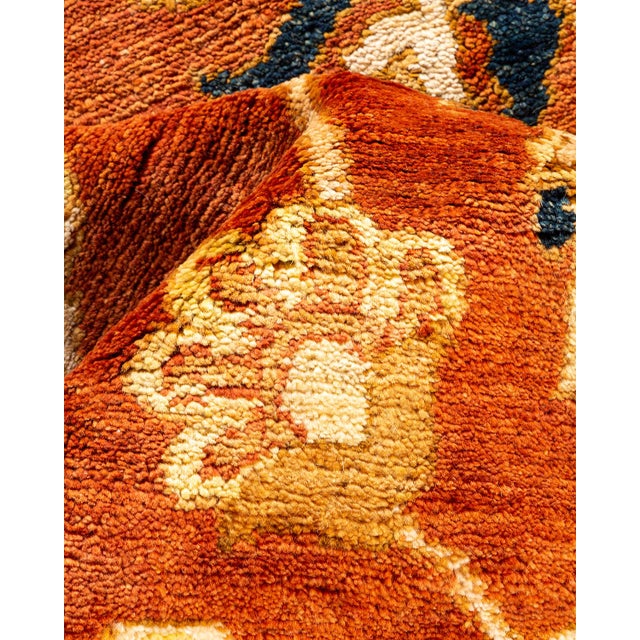 Textile Eclectic, One-of-a-Kind Hand-Knotted Area Rug in Orange, 9' 0" x 11' 10" For Sale - Image 7 of 8