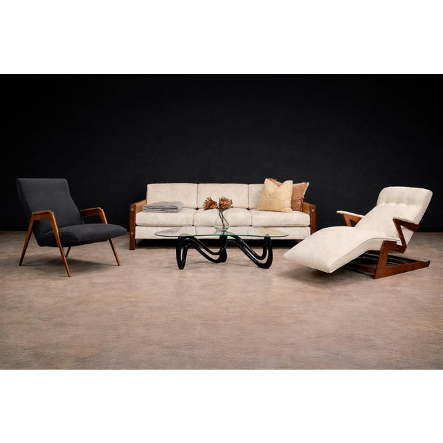 This elegant 1950s armchair by Pierre Weckx exemplifies the inventive craftsmanship and modernist clarity that...