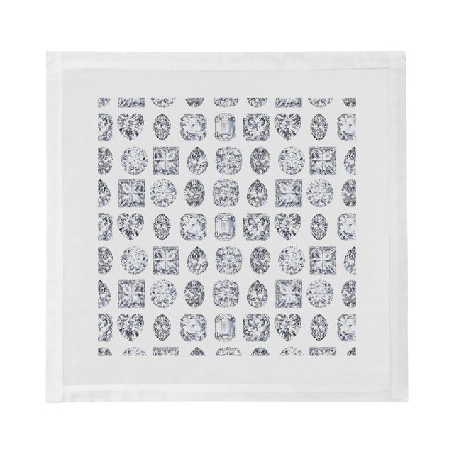 Contemporary Bougie Diamonds Ice Cotton Sateen Dinner Napkins, Set of 12 For Sale - Image 3 of 6