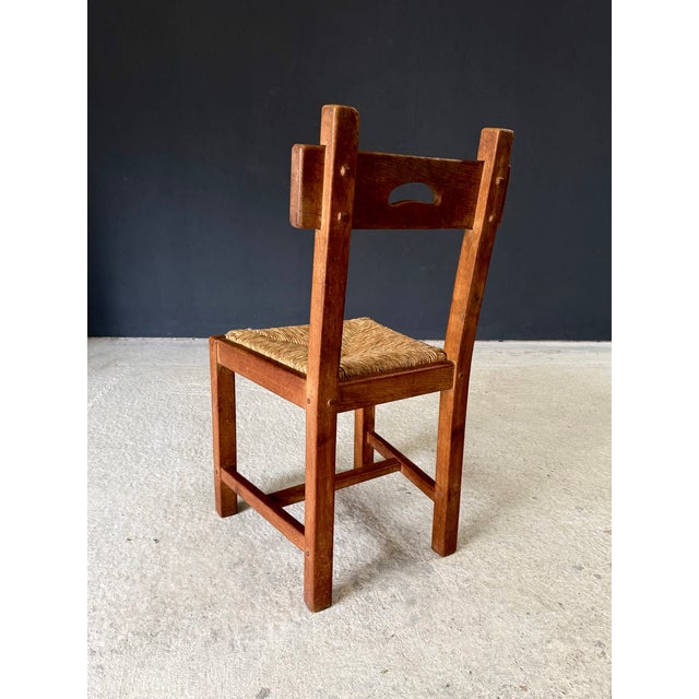 Brutalist Rustic Oak and Rush Dining Chair Set, Belgium, 1960s, Set of 6 For Sale - Image 14 of 18