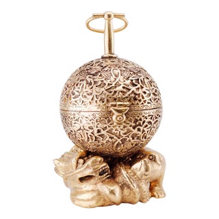 Antique Late 18th Century French Ormolu Ball-Shaped Verge Fusee Watch Desk Stand For Sale