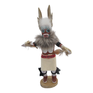 Hopi Native American White Wolf Dancing Kachina Doll Statue Figurine Signed