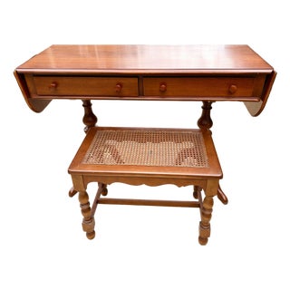 1940s Maple Make-Up Table and Bench For Sale