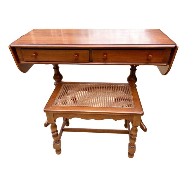 1940s Maple Make-Up Table and Bench For Sale