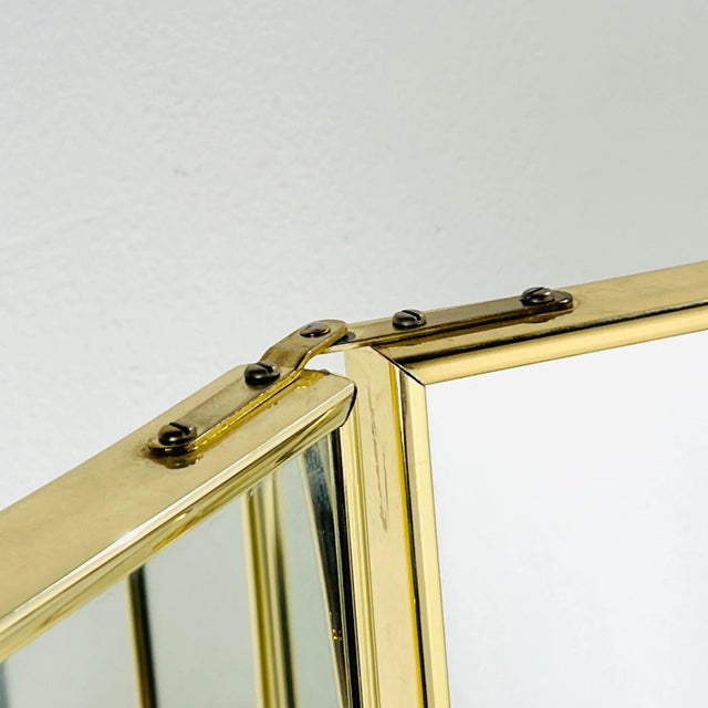 1970s 3 Panel Double Sided Mirror Screen / Room Divider For Sale - Image 10 of 12