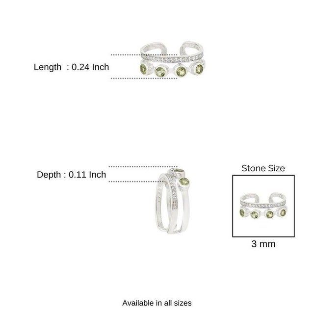 Sterling Silver August Birthstone Minimal Ring With Peridot & Zircon, Size 8 For Sale - Image 10 of 12