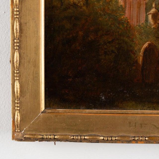 19th Century Original Oil Painting of Dryburgh Abbey and Tomb of Walter Scott, England For Sale - Image 10 of 12