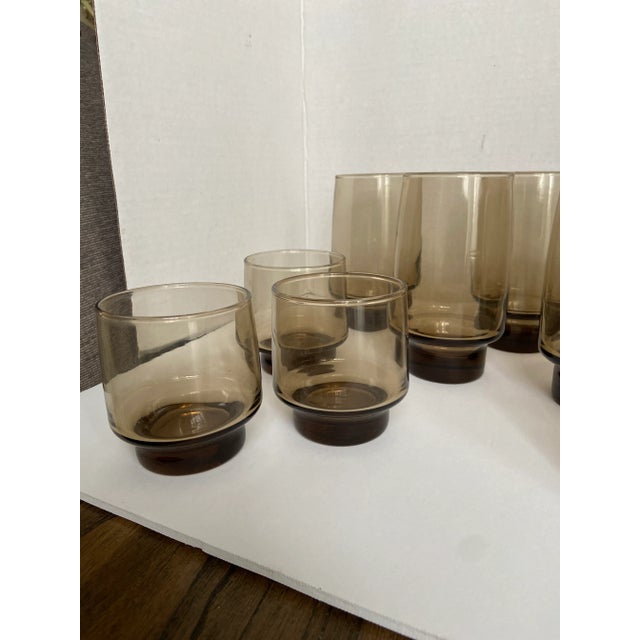 Vintage Libbey Drinking Glasses Libbey Tawny Brown Accent Tumblers about 5.25 high Mid Century Drinking Glasses Barware...