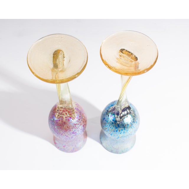 Contemporary Signed Art Glass Wine Glass Goblets by Aaron Slater For Sale - Image 3 of 9