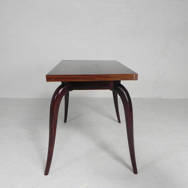 Brown Gaming Table with Folding and Rotating Top, 1950s For Sale - Image 8 of 18