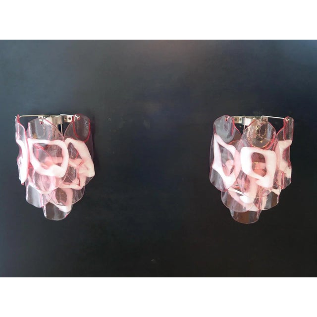 Murano 6 Pink/Rose Lattimo Glass Sconces - a Pair For Sale - Image 9 of 10
