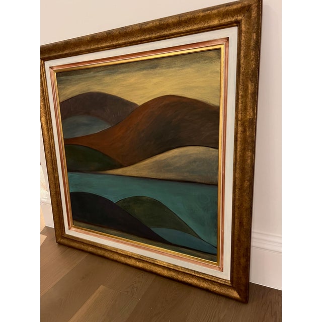 1990s "Heading South" Abstract Rolling Hills Landscape Oil Painting on Canvas For Sale - Image 4 of 5