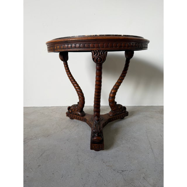 19th Century French Carved Dolphin Base Marble Top Center / Accent Table/ Sikld For Sale - Image 11 of 12