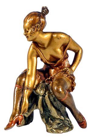 Bronze Girl Getting Dressed Sculpture from Franz Bergmann, 1920s