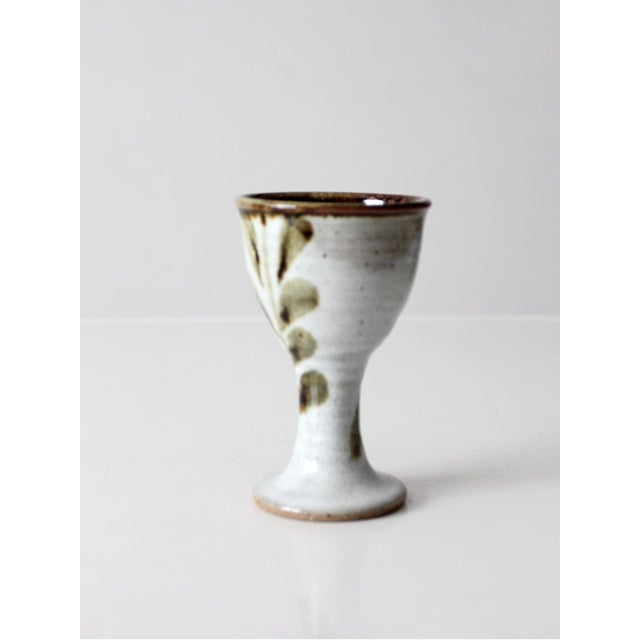 Contemporary Vintage Handmade Studio Pottery Goblet For Sale - Image 3 of 11