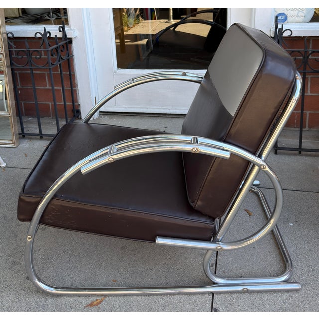 Metal 1925 Art Deco Paris Expo Machine Age Modernist Arm Chair For Sale - Image 7 of 8