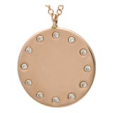 14KR Diamond(0.12) Accent Circle Disk Necklace For Sale