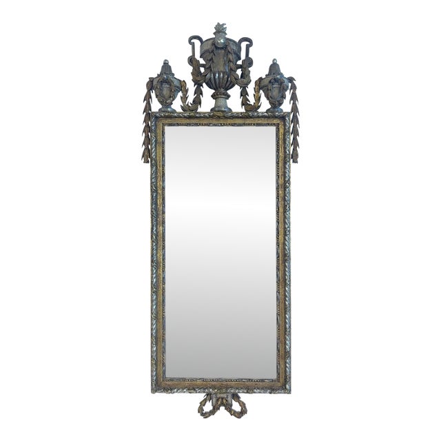 Silvered and Giltwood Swedish Neoclassical Mirror with Original Glass For Sale