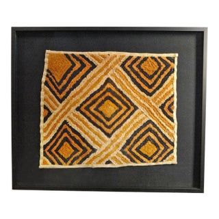 Vintage Framed Shoowa Tribal African Grass Textile For Sale