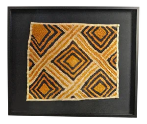 Vintage Framed Shoowa Tribal African Grass Textile
