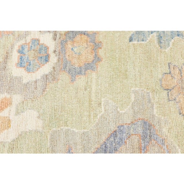 2020s Serene Sage & Pastels Modern Oushak Style Hand-Knotted Wool Area Rug 12x19 For Sale - Image 5 of 11