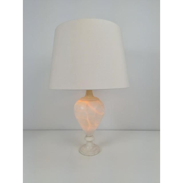 Alabaster Amphora Shaped Mother Table Lamp by Nelson Bloncourt, 1960s For Sale - Image 4 of 9