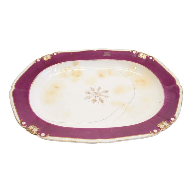 Large Red, Purple and White Plate from Derby, 1800s For Sale