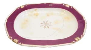 Large Red, Purple and White Plate from Derby, 1800s