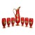 Mid 20th Century Bohemian Hand-Enameled Cased Glass Pitcher & Goblet Set With Ornate Gold Overlay - 7 pcsc For Sale