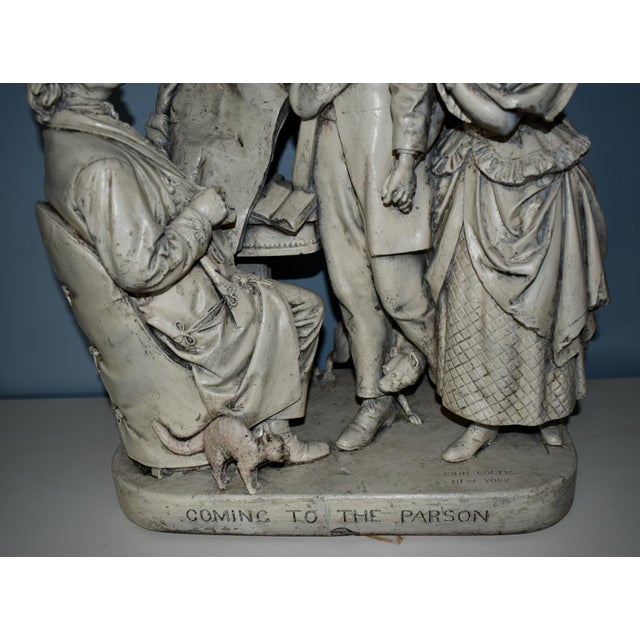 Antique John Rogers "Coming to the Parson" Figural Sculpture For Sale - Image 9 of 12