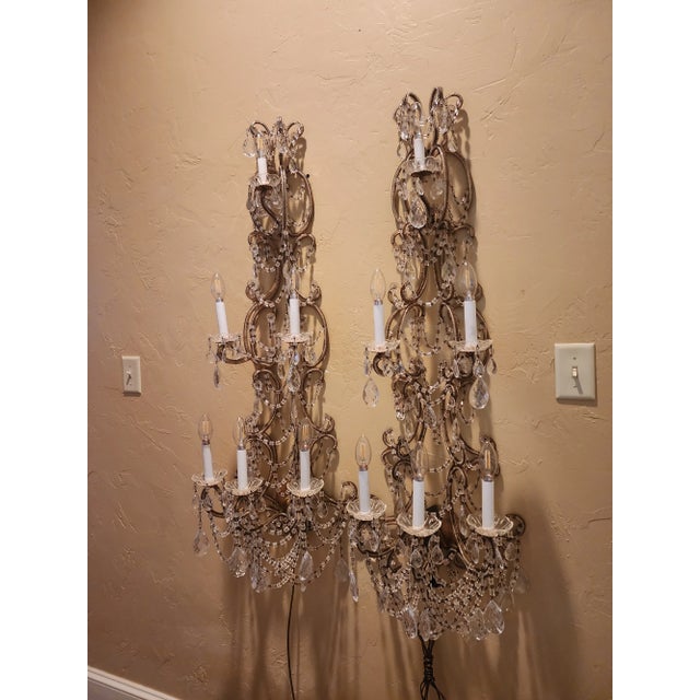 Extra Long Italian Beaded Sconces For Sale - Image 10 of 11