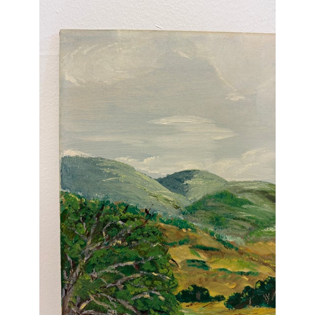 1970s Vintage Landscape Painting With Patina For Sale - Image 4 of 9