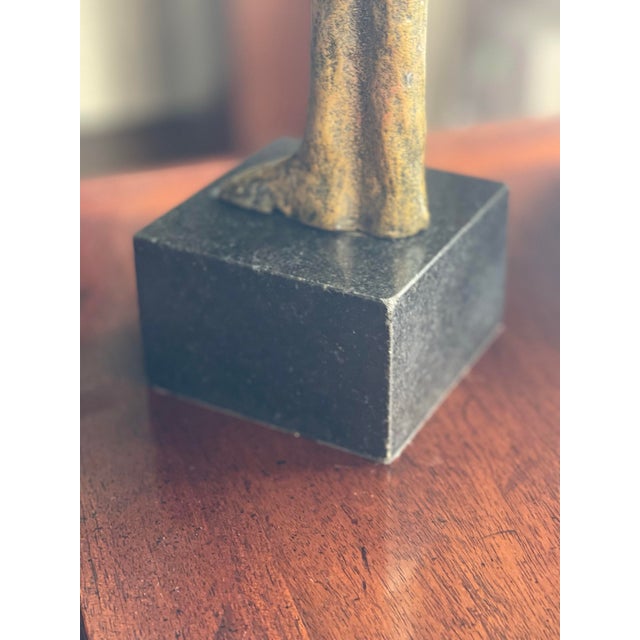 Brutalist Female Nude Metal Sculpture on Black Granite Base Total 20.25 Inches Tall For Sale - Image 11 of 11