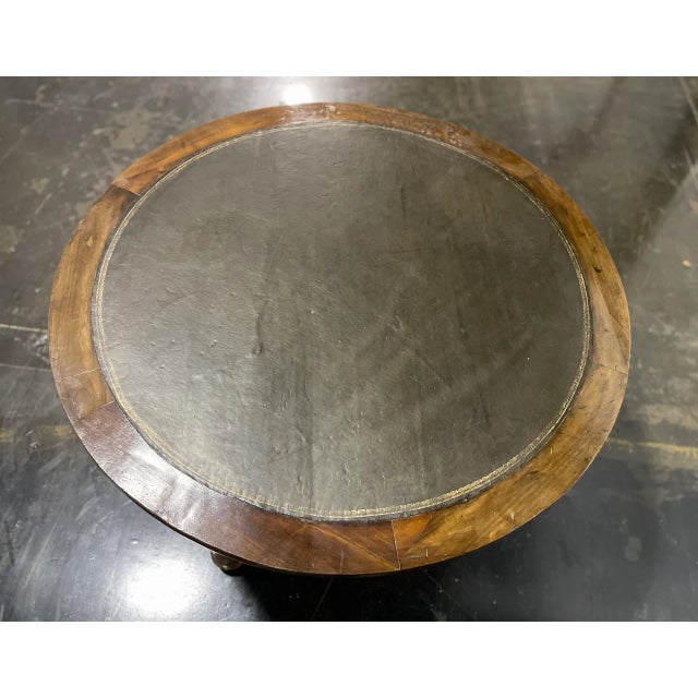 Mid 19th Century Antique Mahogany Rent Table With Two Drawers and Leather Top For Sale In Los Angeles - Image 6 of 9