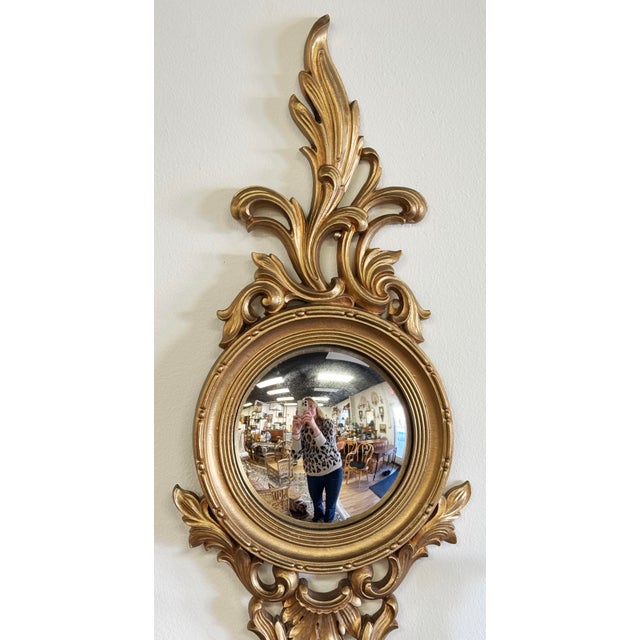 Syroco Vintage Ornate Syroco Sconce With Concave Mirror For Sale - Image 4 of 6