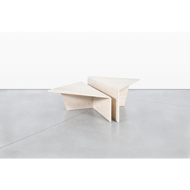 Designed by Up & Up and crafted in Italy during the 1970s, this vintage mid-century two-piece coffee table exemplifies the...