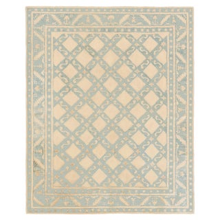 Doris Leslie Blau Vintage Chinese Art Deco Rug in Celadon and Ivory For Sale