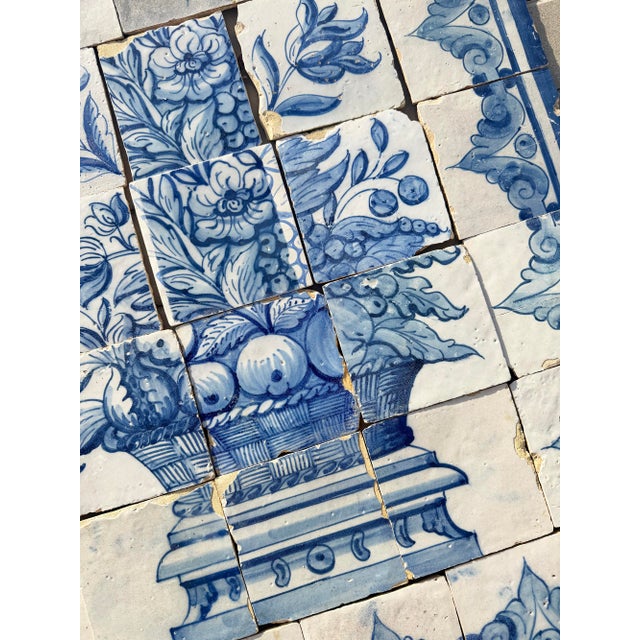 Antique 18th Century Portuguese Rococo Basket of Plenty Tile Panel For Sale - Image 14 of 15