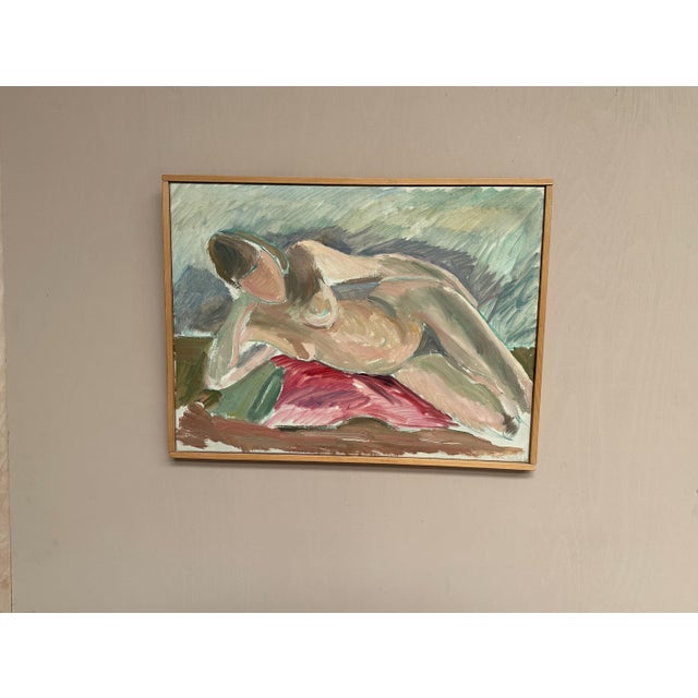 Original Swedish Oil on Canvas – Liggande modell – Arne Cassel – Signed – 45.5 × 61 cm (17.9" × 24.0") / Framed 47.5 ×...