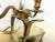 Metal Antique Italian Brass Student Oil Lamp Converted to Electric With Adjustable Height Shades For Sale - Image 7 of 13