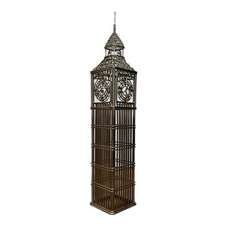 1980s Silver-Toned Metal Wire Model of London's Big Ben Clock Tower For Sale
