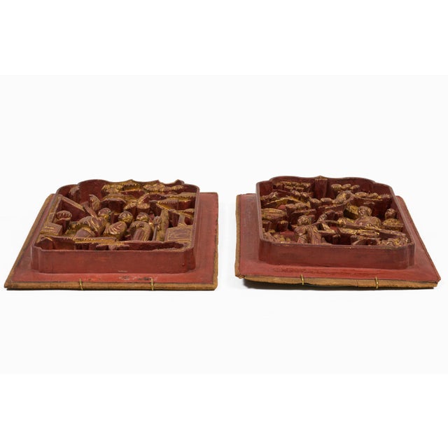 Chinese Carved Decorative Panels, Pair For Sale In Boston - Image 6 of 9