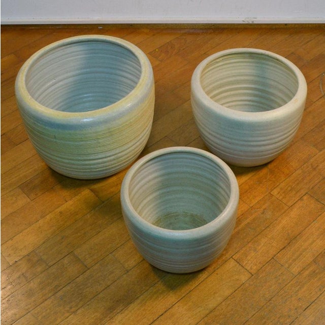 Large Cream White Ceramic Studio Pottery Plant Pots from Mobach 1980s, Set of 4 For Sale - Image 14 of 18