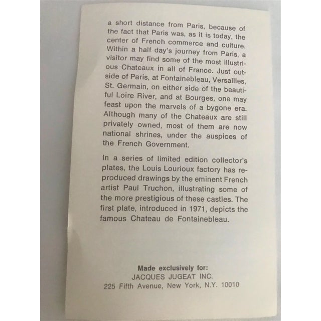 1970s Ltd Edition Chateaux De France No 1 Fontaine De Bleau Collector Plate by Louis Lourioux Castles 9.5 Inches. For Sale - Image 12 of 13