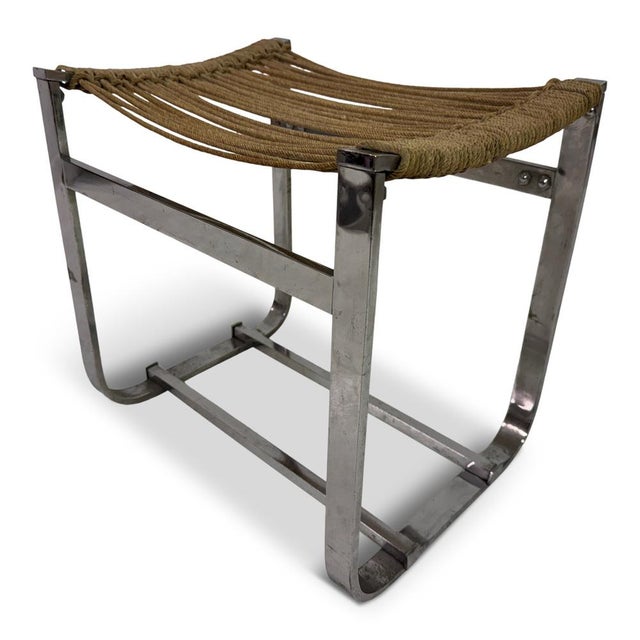 Chrome Plated Steel Stool by Jacques Adnet, 1950s For Sale - Image 13 of 13