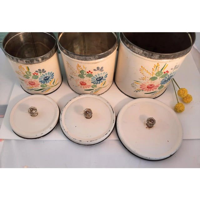 Shabby Floral Metal Kitchen Canisters For Sale In Fayetteville, AR - Image 6 of 13