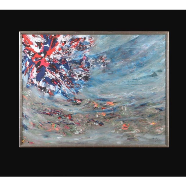 Mid-Century Modern Keiko Ryu, Swedish Composition, 1960s, Oil on Canvas, Framed For Sale - Image 3 of 7