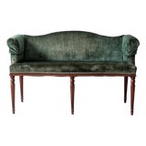 Antique Neoclassical Settee With Velvet Upholstery For Sale