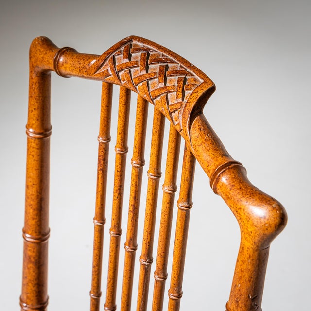 French Faux Bamboo Dining Table with Chairs, 1960s, Set of 5 For Sale - Image 15 of 16