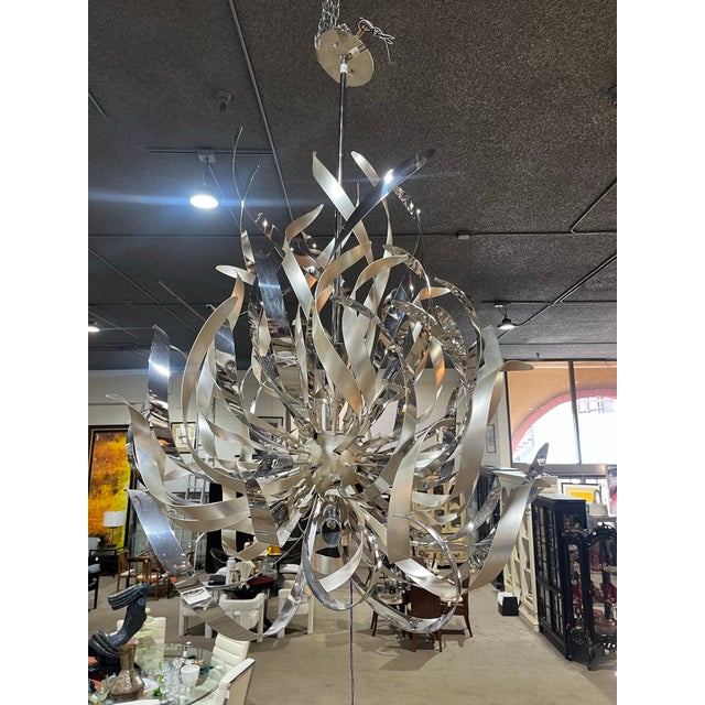 Metal Corbet by Hudson Valley Lighting Silver “Graffiti” Chandelier For Sale - Image 7 of 9
